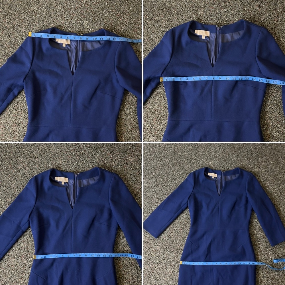 HOBBS LONDON Blue 3/4 Sleeve Midi Tailored  Modest Work Wear Business Casual Dre - Picture 16 of 16